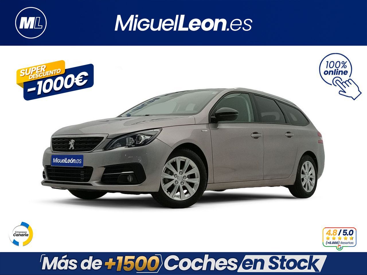 PEUGEOT 308 (W Style BlueHDi 100 S&S 6 Vel. MAN) en Palmas, Las