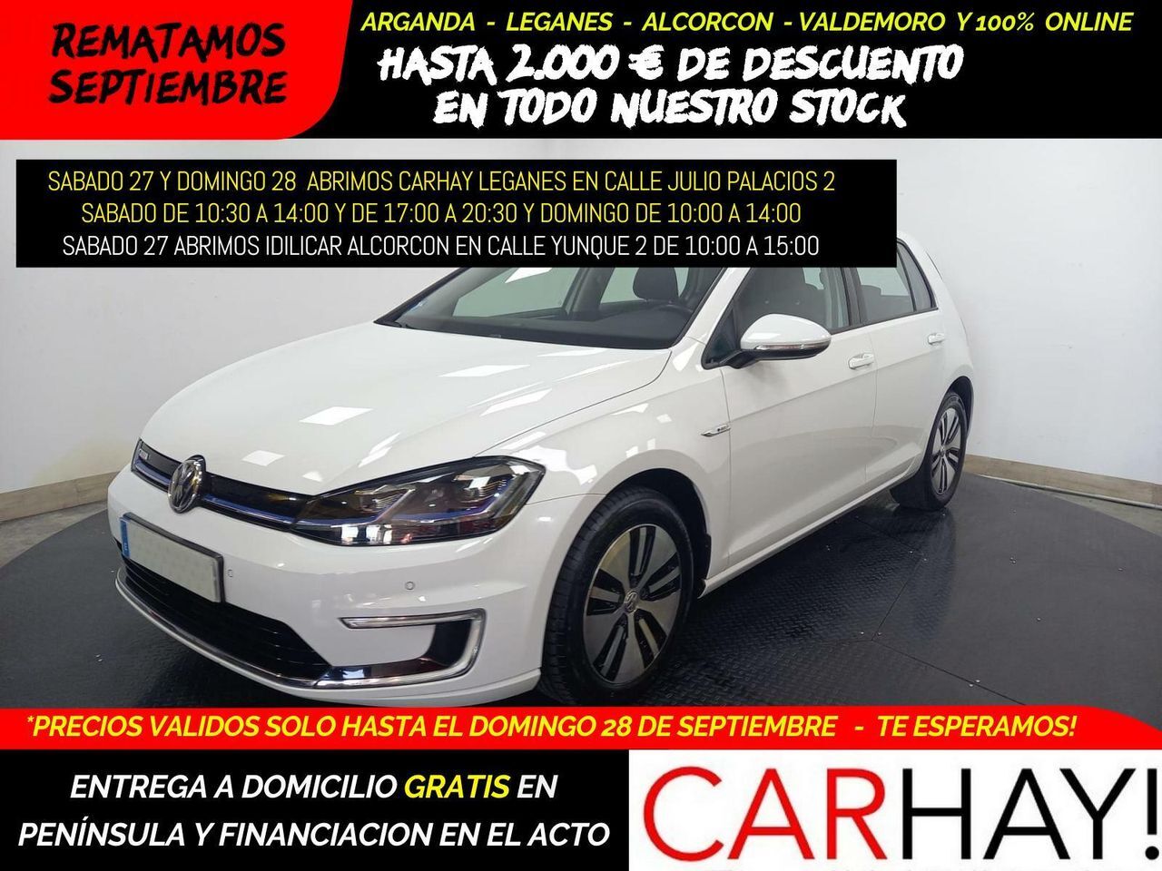 VOLKSWAGEN Golf (E-GOLF 100KW 136CV MT1) en Madrid