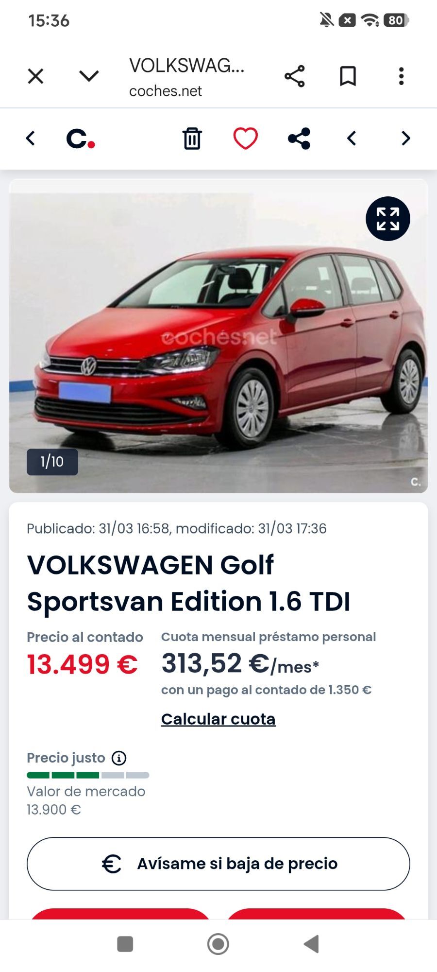 Foto del VOLKSWAGEN Sportsvan Golf  1.6TDI CR Edition 85kW