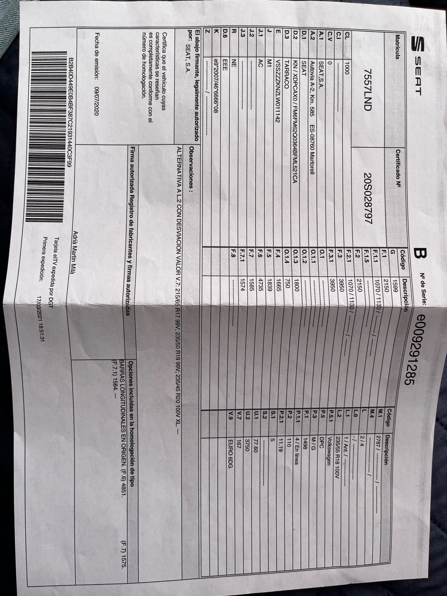 Foto del SEAT Tarraco 1.5 TSI S&S Style 150