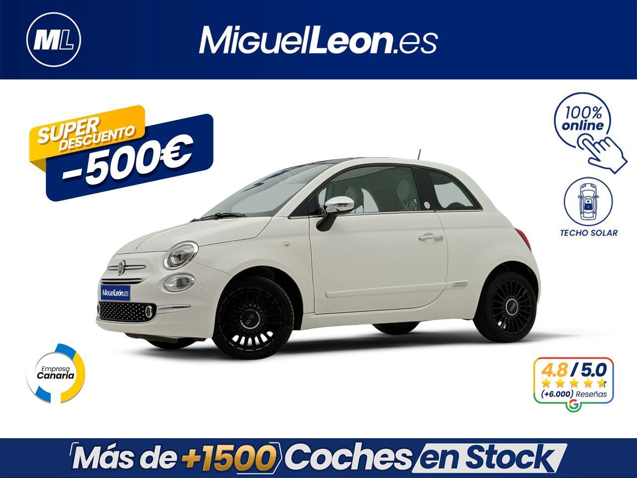 FIAT 500 (Mirror 1.2 8v 51KW (69 CV)) en Palmas, Las