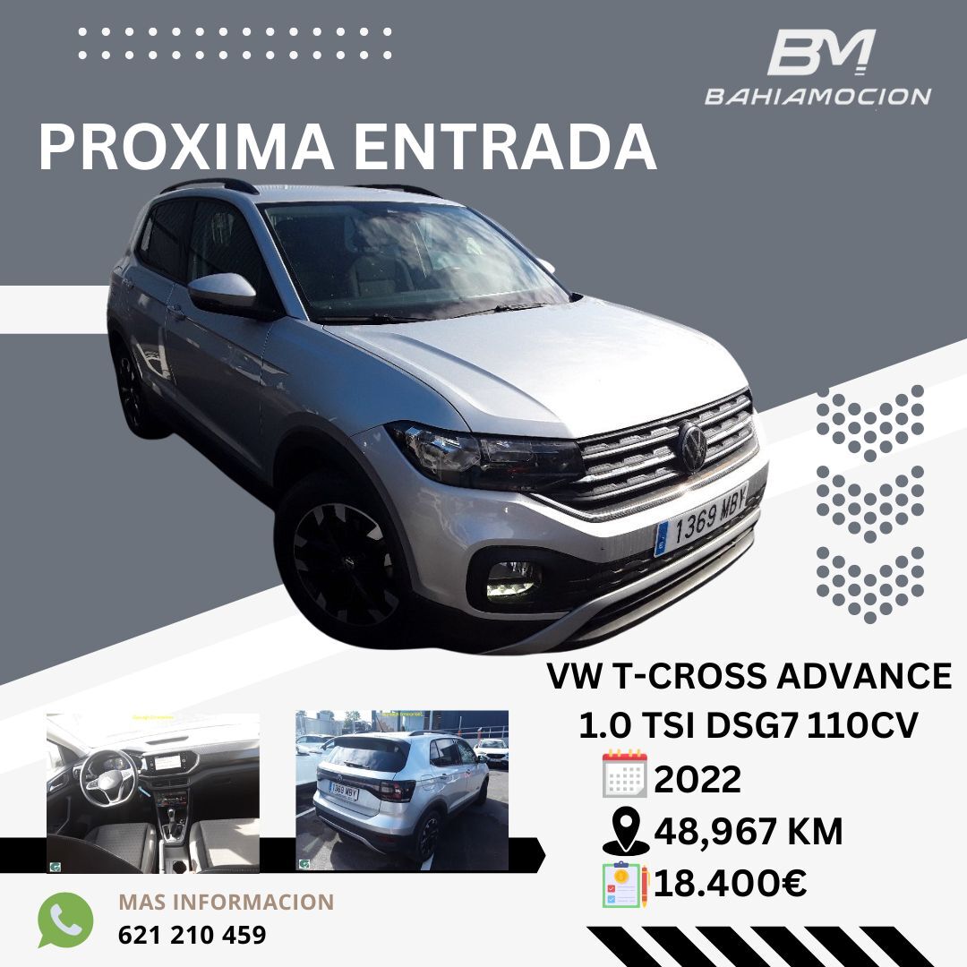 VOLKSWAGEN T-Cross (1.0 TSI Advance DSG7 81kW) en Cádiz