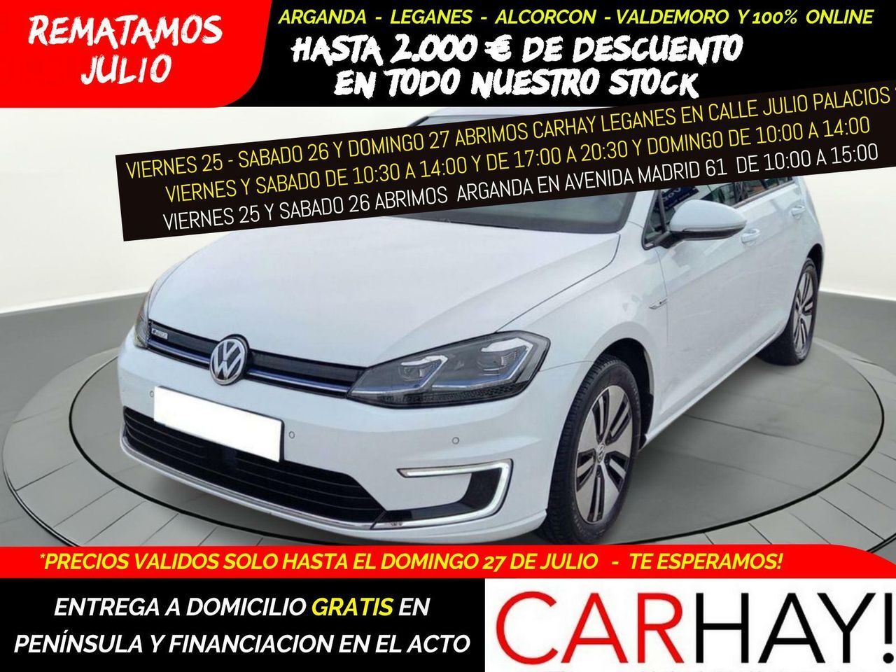 VOLKSWAGEN Golf (E-GOLF 100KW 136CV MT1) en Madrid