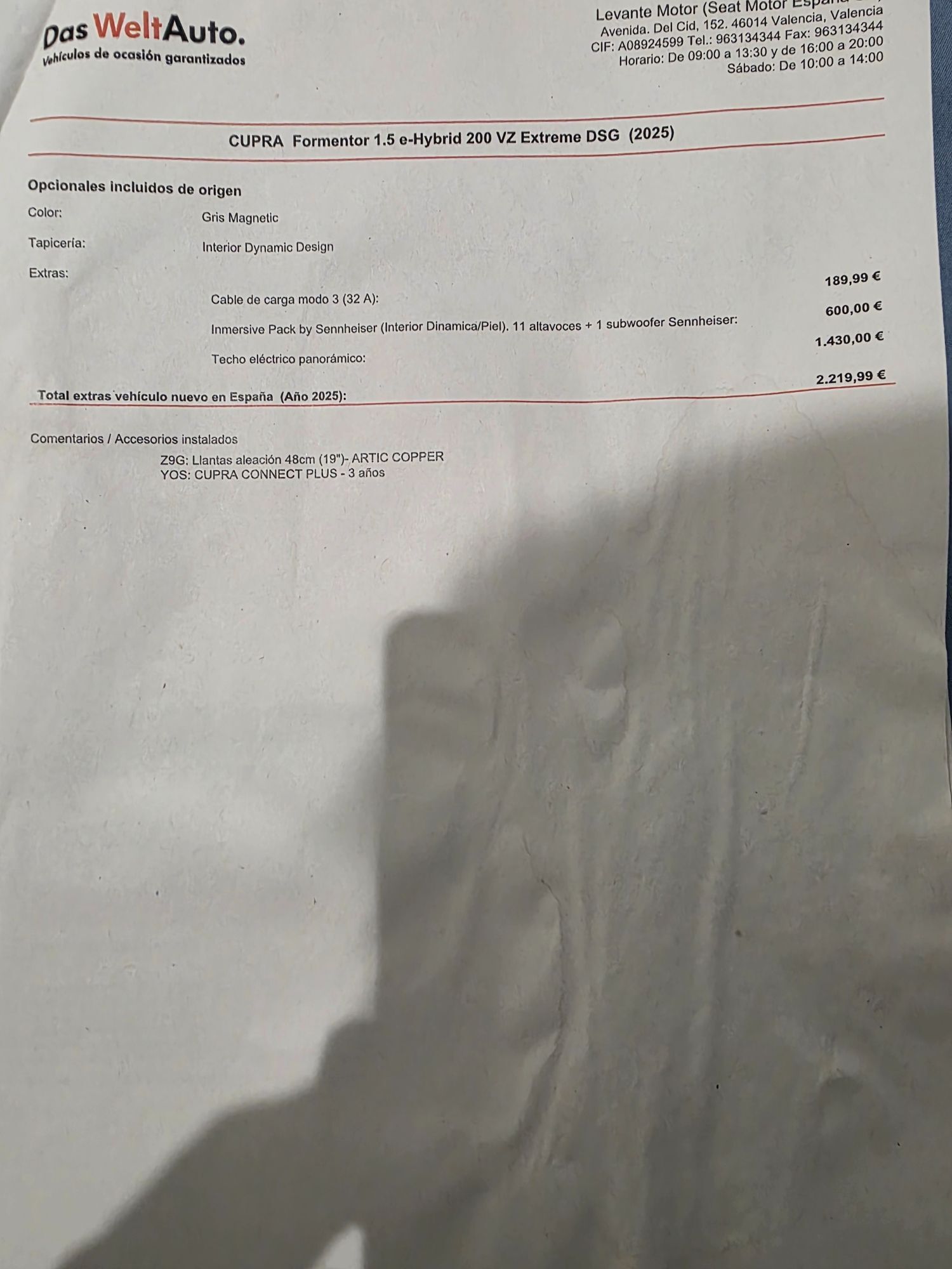 Foto del CUPRA Formentor 1.5 e-Hybrid 200 VZ DSG