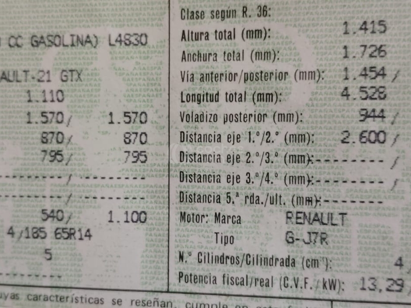 Foto del RENAULT R21 2.0 GTX / GTX Manager A.A.