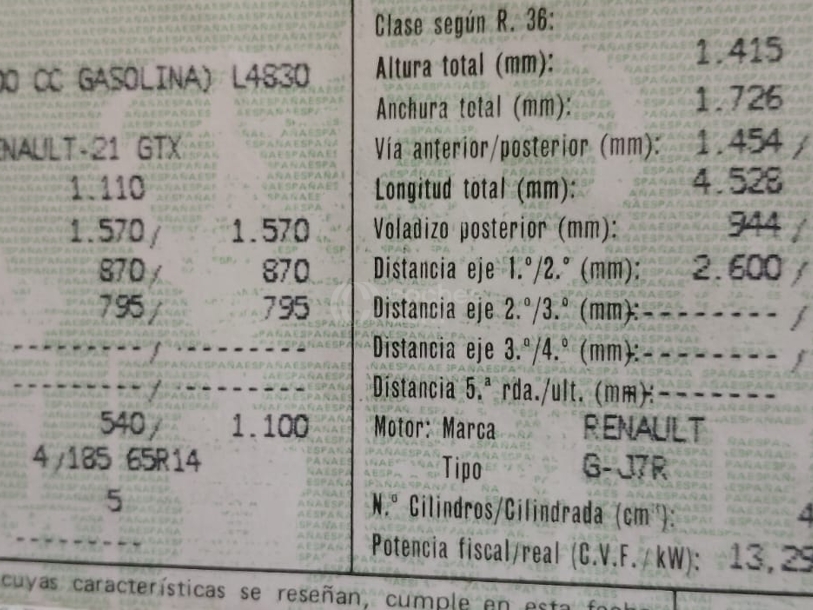 Foto del RENAULT R21 2.0 GTX / GTX Manager A.A.