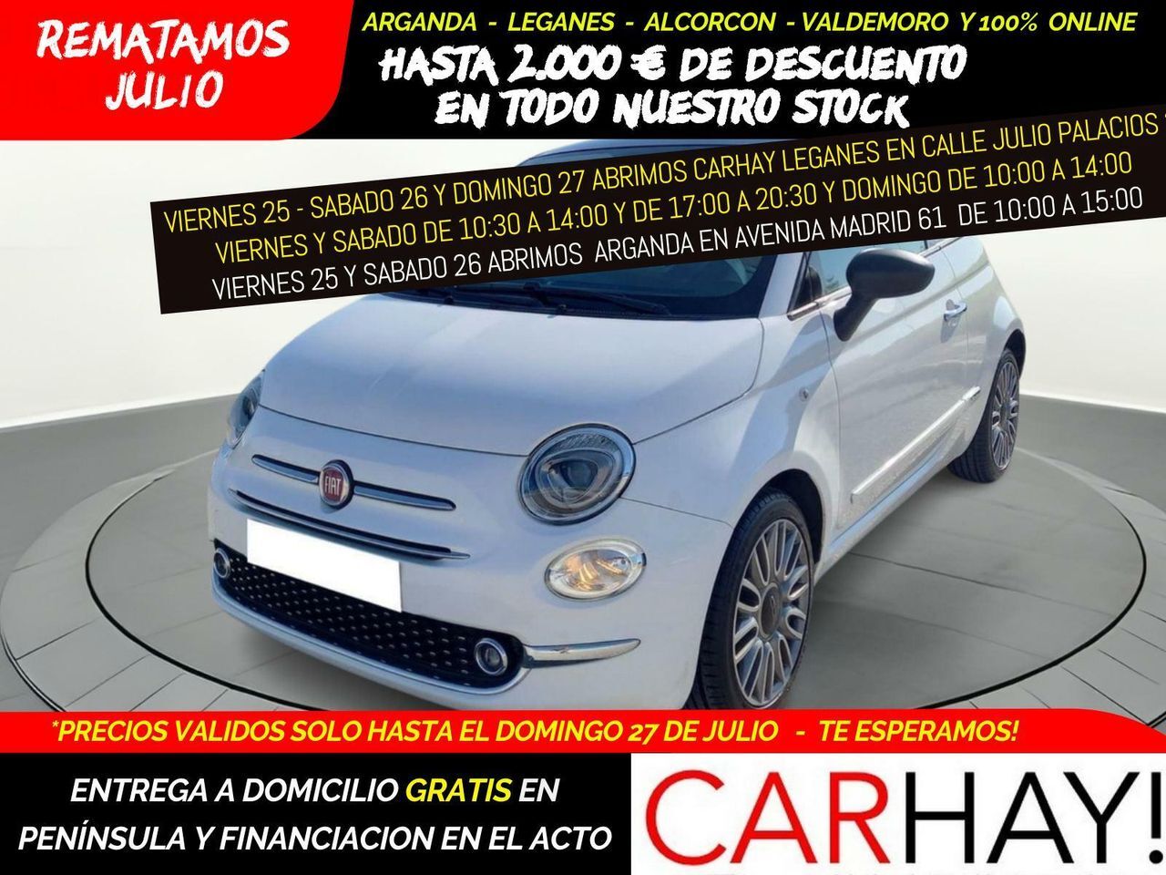 FIAT 500 (1.2 8v 51kw (69cv) Lounge) en Madrid