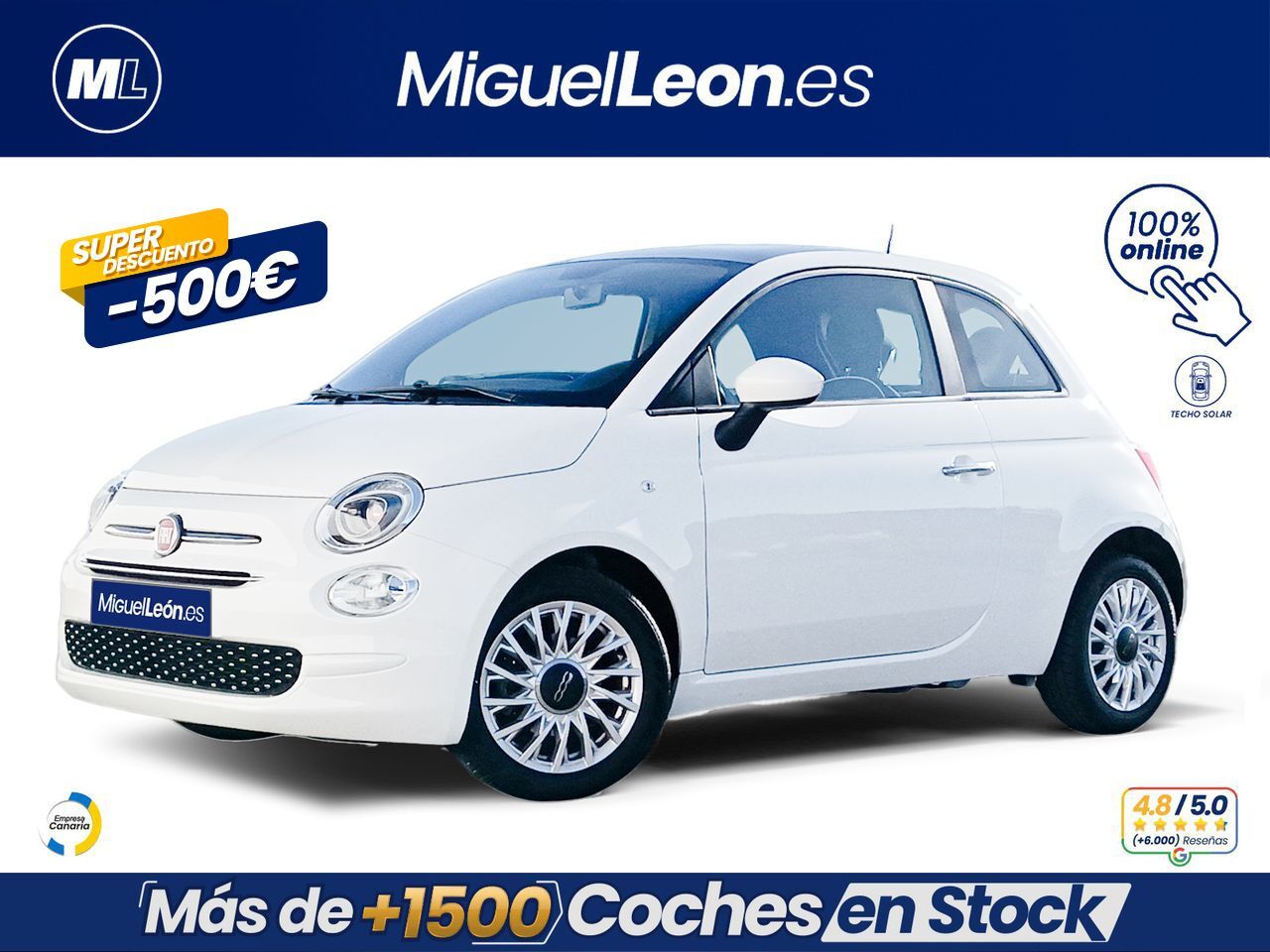 FIAT 500 (Connect 1.0 Hybrid 51KW (70 CV)) en Palmas, Las