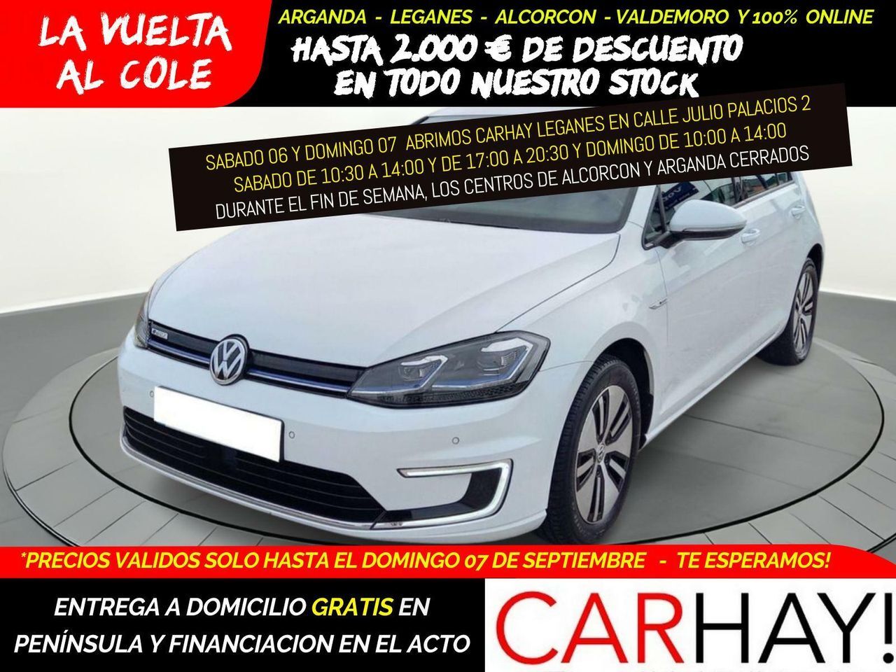 VOLKSWAGEN Golf (E-GOLF 100KW 136CV MT1) en Madrid