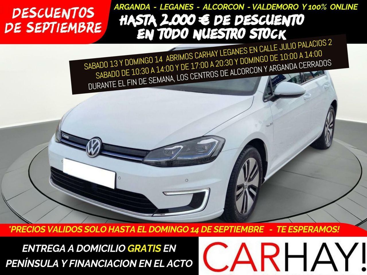 VOLKSWAGEN Golf (E-GOLF 100KW 136CV MT1) en Madrid