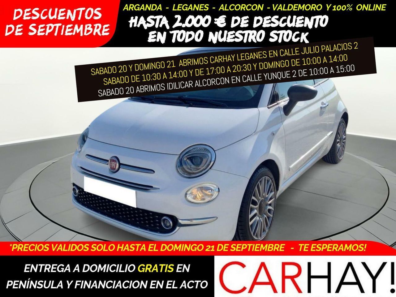FIAT 500 (1.2 8v 51kw (69cv) Lounge) en Madrid