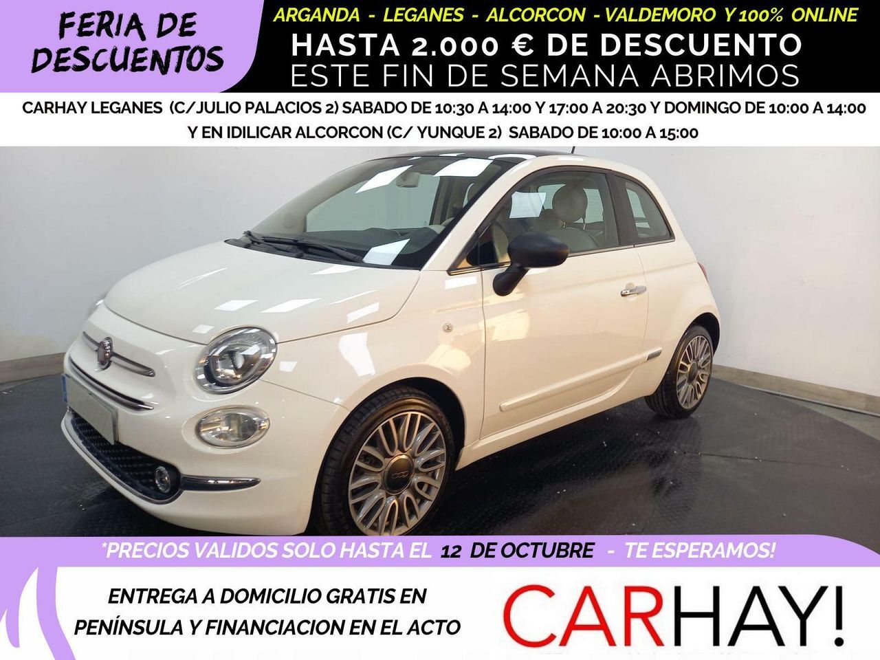 FIAT 500 (1.2 8v 51kw (69cv) Lounge) en Madrid