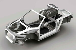 Audi_Crosslane_Coupe_Concept_20 El “Multimaterial Space Frame” (MSF) combina el aluminio, el plástico reforzado con fibra de carbono (CFRP) y el plástico reforzado con fibra de vidrio (GFRP)