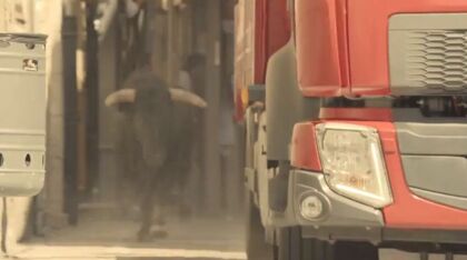 Un camión Volvo FL corre el encierro de Ciudad Rodrigo