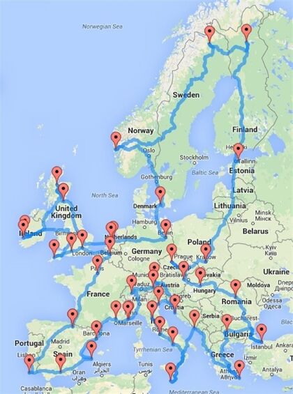 Un mapa imprescindible para tu ruta en coche por Europa