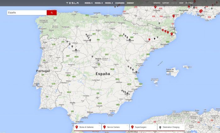 puntos de carga tesla