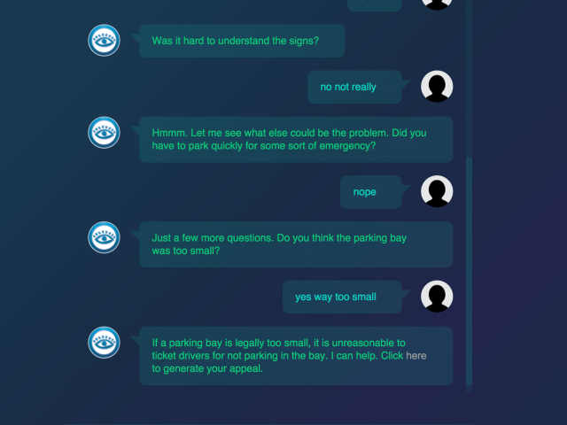 Captura de la app Do Not Pay