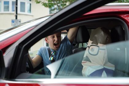 Muñecos hinchables contra los accidentes de tráfico