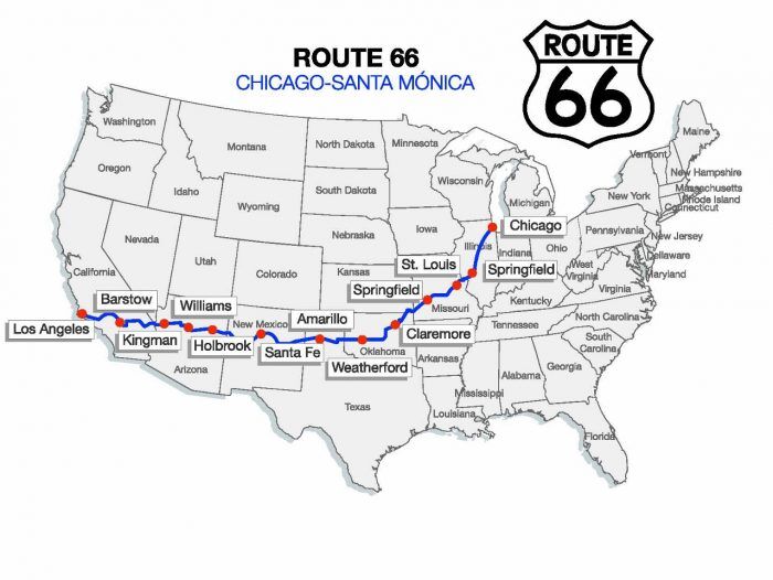 mapa de la Ruta 66