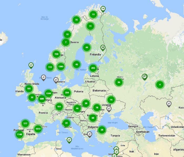 mapa de puntos de recarga
