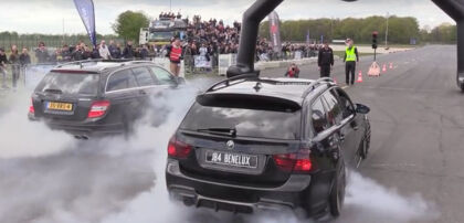 Guerra de burnouts: Mercedes C 63 AMG vs BMW 335i