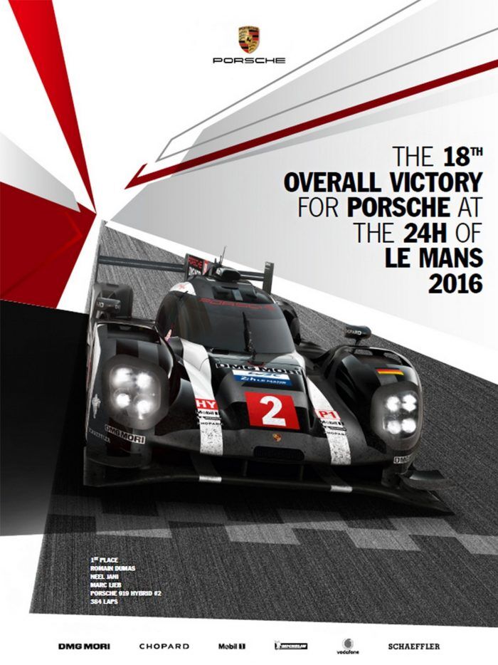 20 PORSCHE Winning Poster 2016 Le Mans M 700x934
