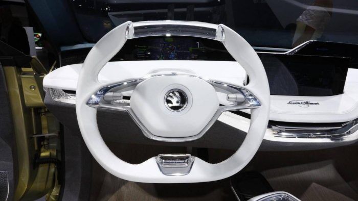 2017 Skoda Vision E Concept Steering Wheel 700x394