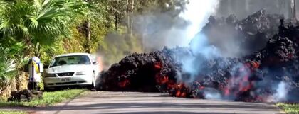 Así devoró la lava del volcán Kilauea un Ford Mustang