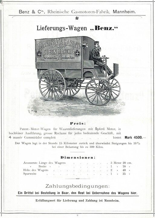 Daimler Lieferung Wagen Benz 1896 2